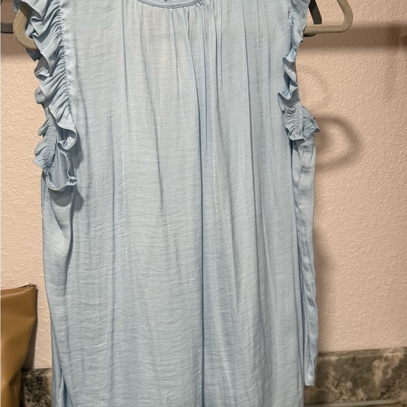 Light Blue Ruffled Women's Top - Picture 4 of 4